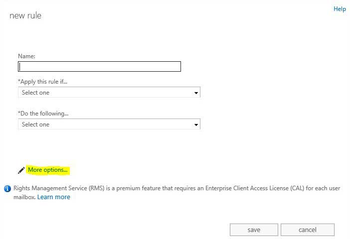 Reject inbound emails sent to a specific domain - New rule