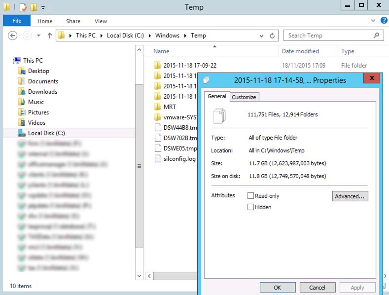 Sage 50 Temporary Files